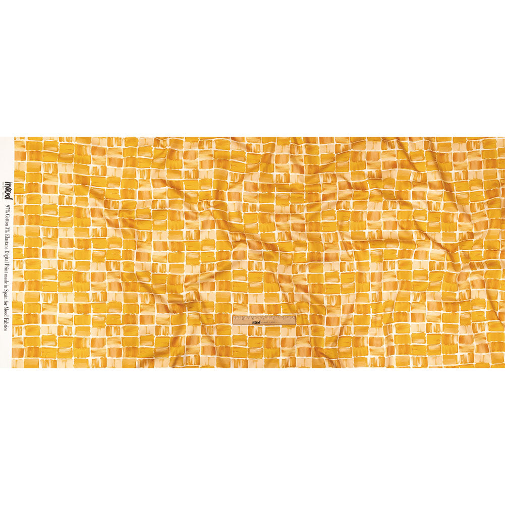 Stretch Cotton Sateen - Yellow Painted Squares - Swatch Me Print - Mood Exclusive Citrus Collection Stretch Cotton Sateen - Yellow Painted Squares - Swatch Me Print - Mood Exclusive Citrus Collection