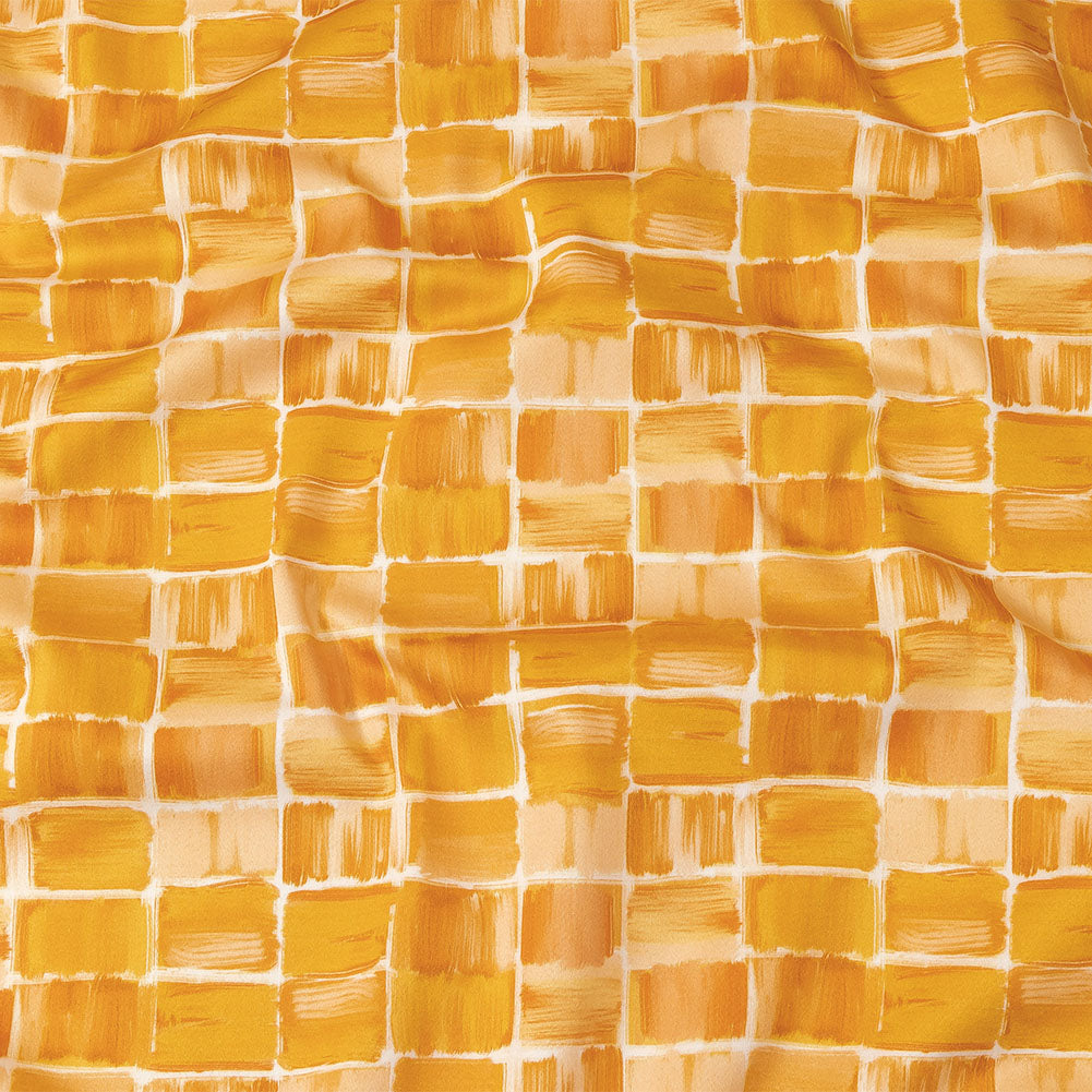 Stretch Cotton Sateen - Yellow Painted Squares - Swatch Me Print - Mood Exclusive Citrus Collection Stretch Cotton Sateen - Yellow Painted Squares - Swatch Me Print - Mood Exclusive Citrus Collection