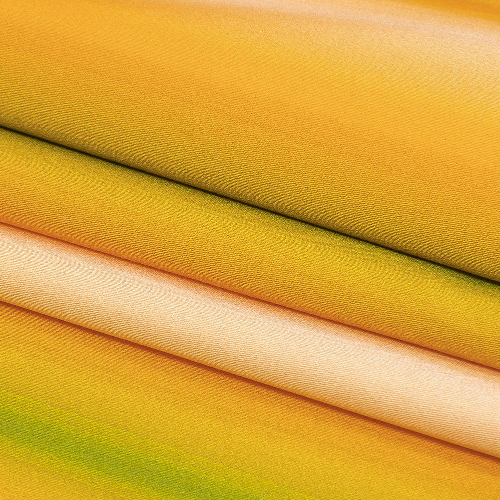 Stretch Cotton Sateen - Green and Yellow Gradient Stripes - Marmalade Parade Print - Mood Exclusive Citrus Collection - Folded Stretch Cotton Sateen - Green and Yellow Gradient Stripes - Marmalade Parade Print - Mood Exclusive Citrus Collection - Folded