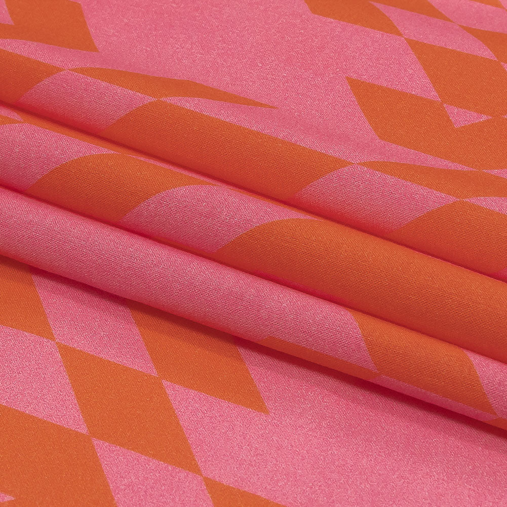 Cotton Voile - Orange and Pink Geometric - Orange You Glad Print - Mood Exclusive Citrus Collection Cotton Voile - Orange and Pink Geometric - Orange You Glad Print - Mood Exclusive Citrus Collection