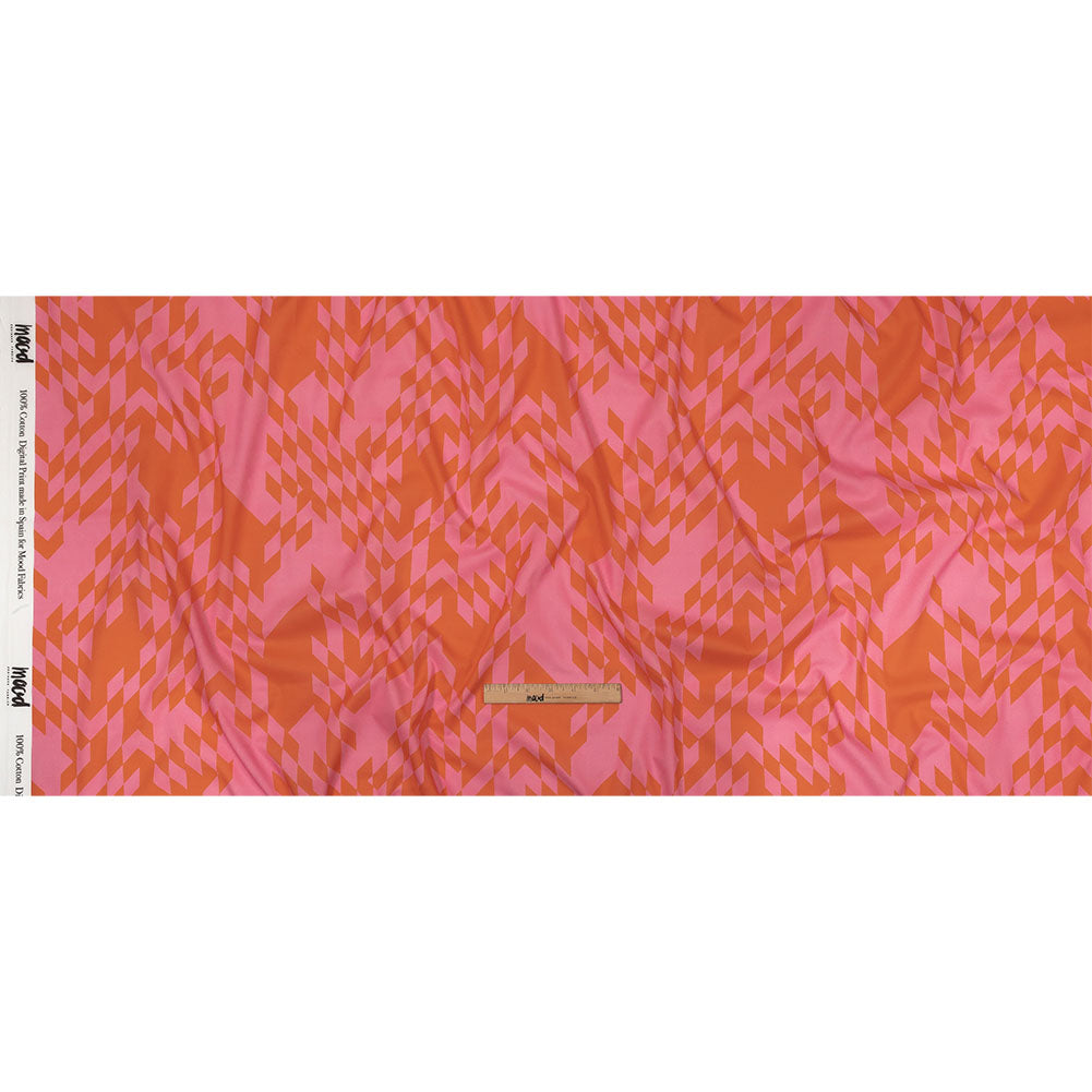 Cotton Voile - Orange and Pink Geometric - Orange You Glad Print - Mood Exclusive Citrus Collection Cotton Voile - Orange and Pink Geometric - Orange You Glad Print - Mood Exclusive Citrus Collection