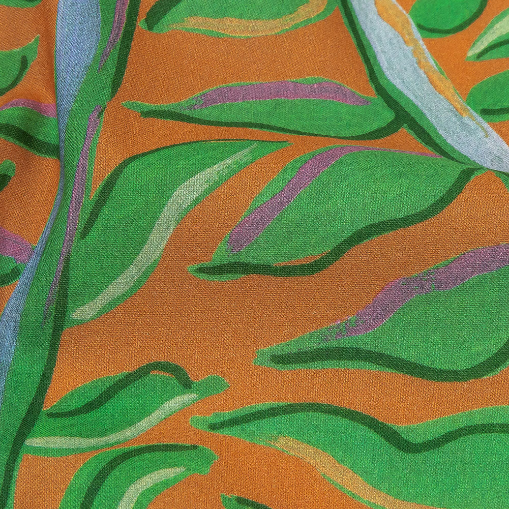 Cotton Voile - Orange and Green Foliage - Looking Vine Print - Mood Exclusive Citrus Collection Cotton Voile - Orange and Green Foliage - Looking Vine Print - Mood Exclusive Citrus Collection
