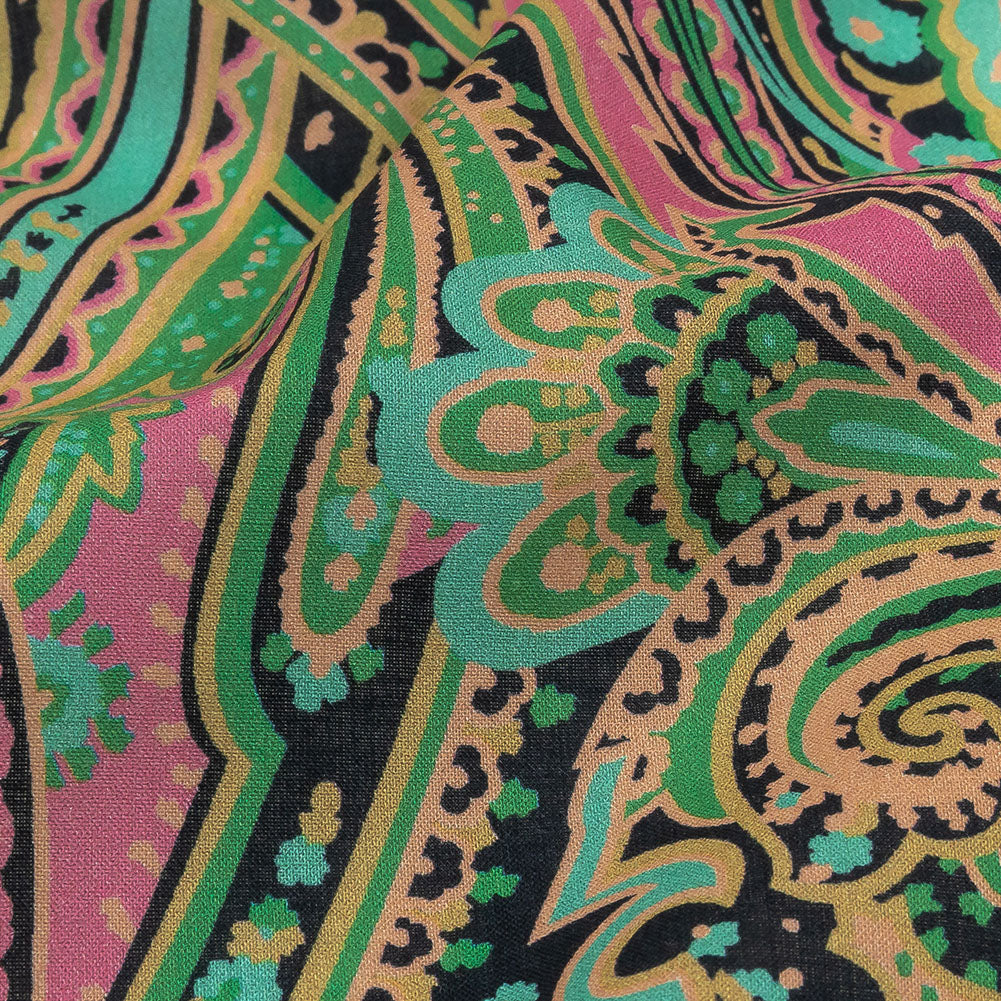 Cotton Voile - Black and Green Paisley - Hippy Shake Print - Mood Exclusive Citrus Collection Cotton Voile - Black and Green Paisley - Hippy Shake Print - Mood Exclusive Citrus Collection