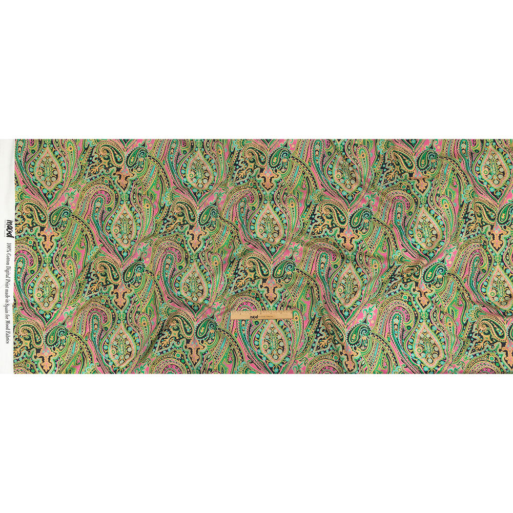 Cotton Voile - Black and Green Paisley - Hippy Shake Print - Mood Exclusive Citrus Collection Cotton Voile - Black and Green Paisley - Hippy Shake Print - Mood Exclusive Citrus Collection