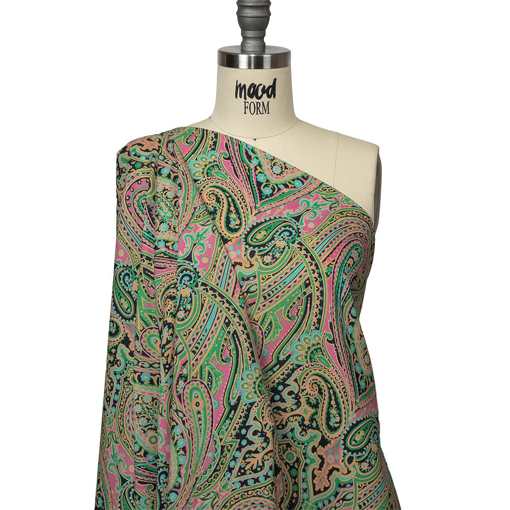 Cotton Voile - Black and Green Paisley - Hippy Shake Print - Mood Exclusive Citrus Collection Cotton Voile - Black and Green Paisley - Hippy Shake Print - Mood Exclusive Citrus Collection