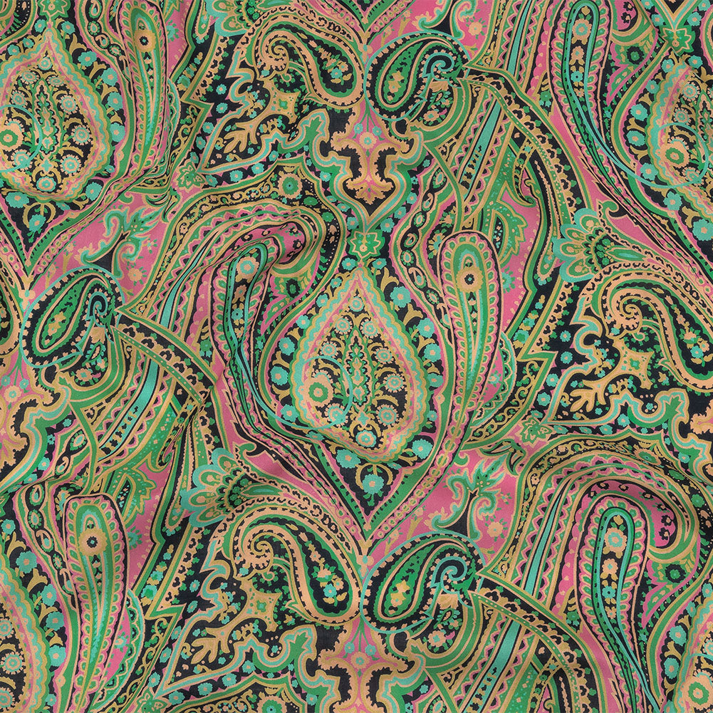 Cotton Voile - Black and Green Paisley - Hippy Shake Print - Mood Exclusive Citrus Collection Cotton Voile - Black and Green Paisley - Hippy Shake Print - Mood Exclusive Citrus Collection