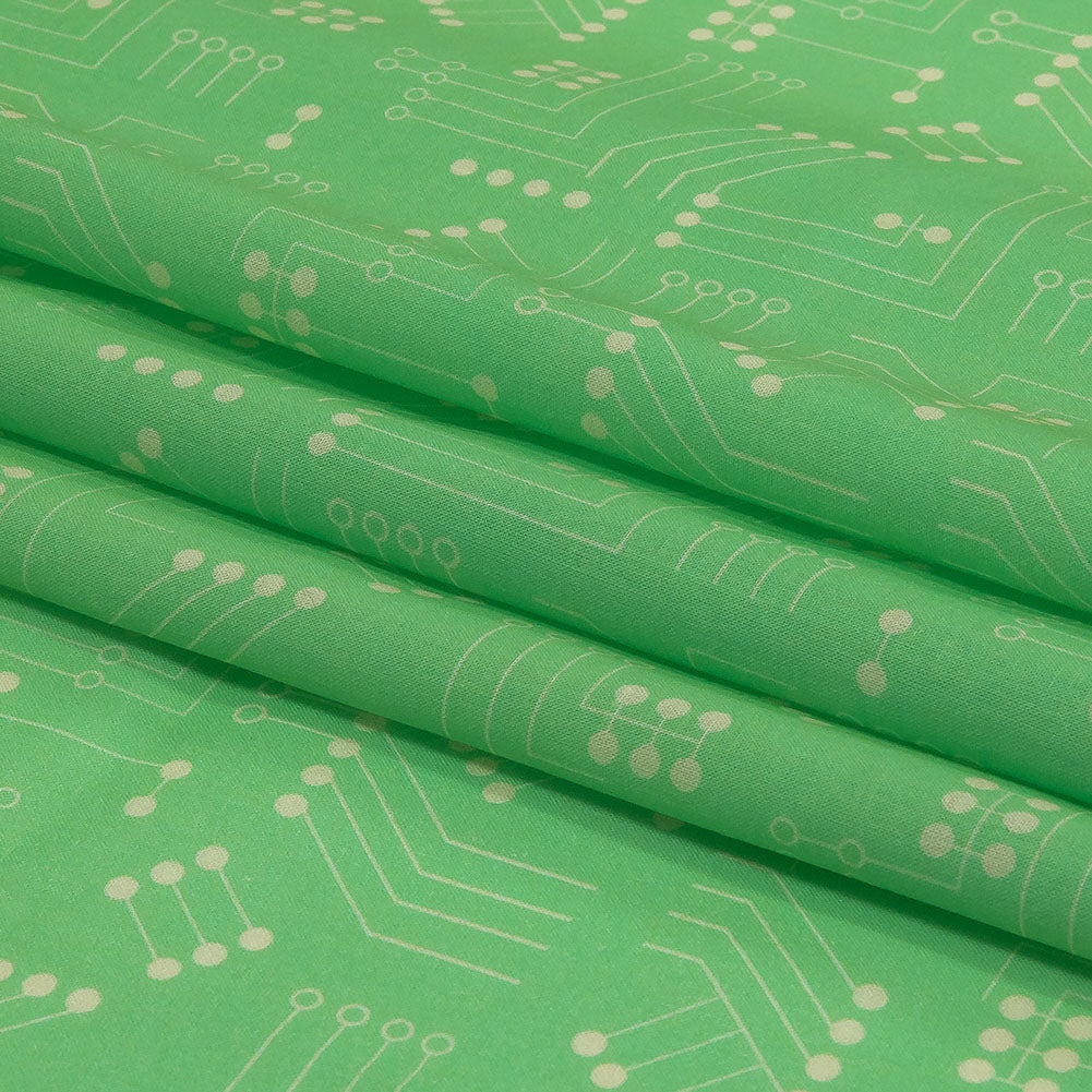 Cotton Voile - Green Circuit Board Dots - Circuit Breaker Print - Mood Exclusive Citrus Collection Cotton Voile - Green Circuit Board Dots - Circuit Breaker Print - Mood Exclusive Citrus Collection