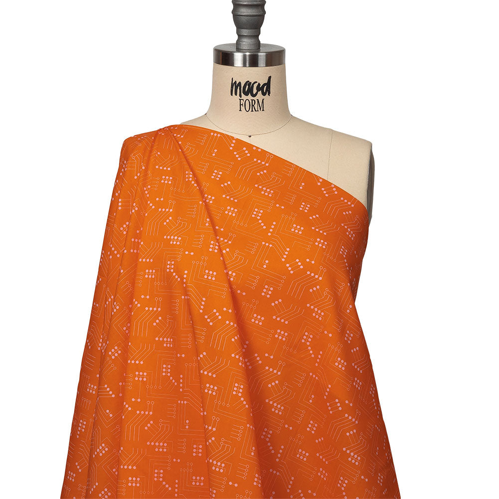 Cotton Voile - Orange Circuit Board Dots - Circuit Breaker Print - Mood Exclusive Citrus Collection - Drape Cotton Voile - Orange Circuit Board Dots - Circuit Breaker Print - Mood Exclusive Citrus Collection - Drape