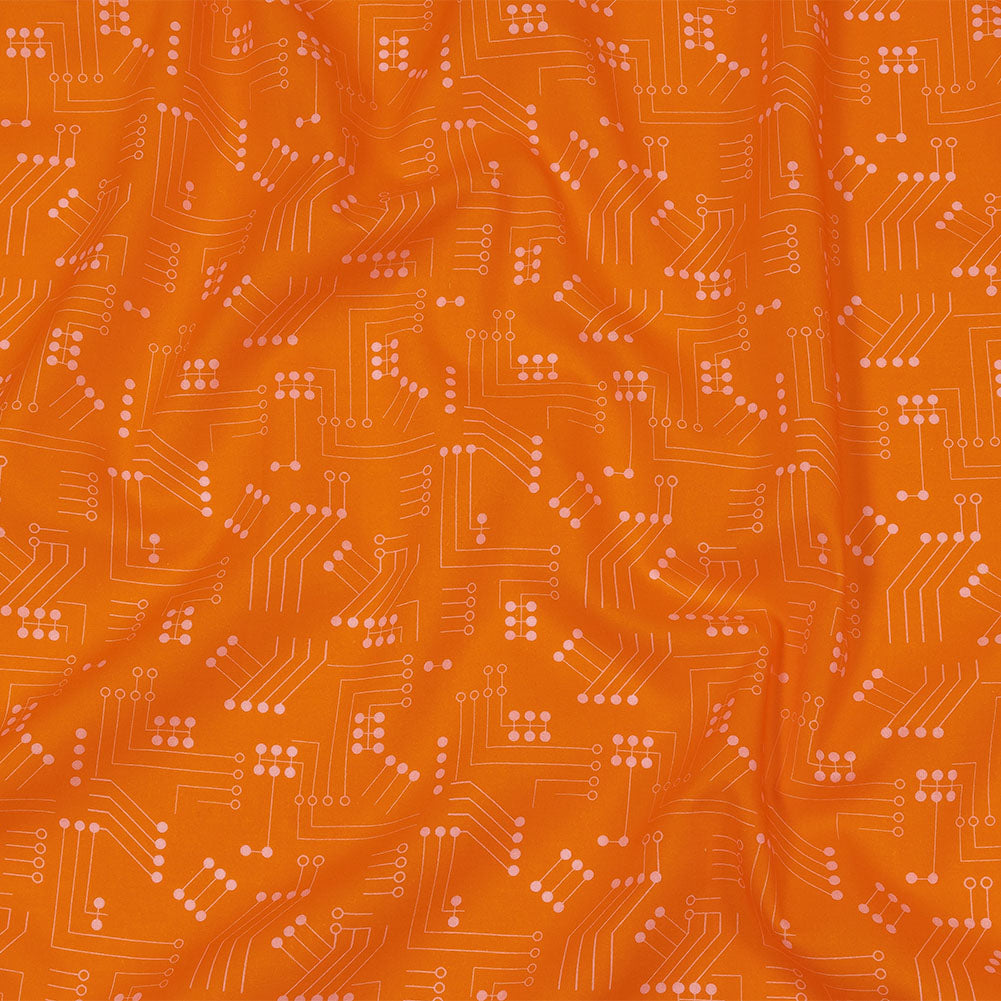Cotton Voile - Orange Circuit Board Dots - Circuit Breaker Print - Mood Exclusive Citrus Collection Cotton Voile - Orange Circuit Board Dots - Circuit Breaker Print - Mood Exclusive Citrus Collection