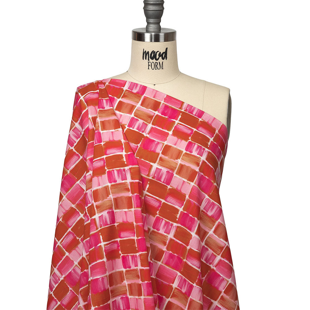 Cotton Voile - Pink Painted Squares - Swatch Me Print - Mood Exclusive Citrus Collection Cotton Voile - Pink Painted Squares - Swatch Me Print - Mood Exclusive Citrus Collection
