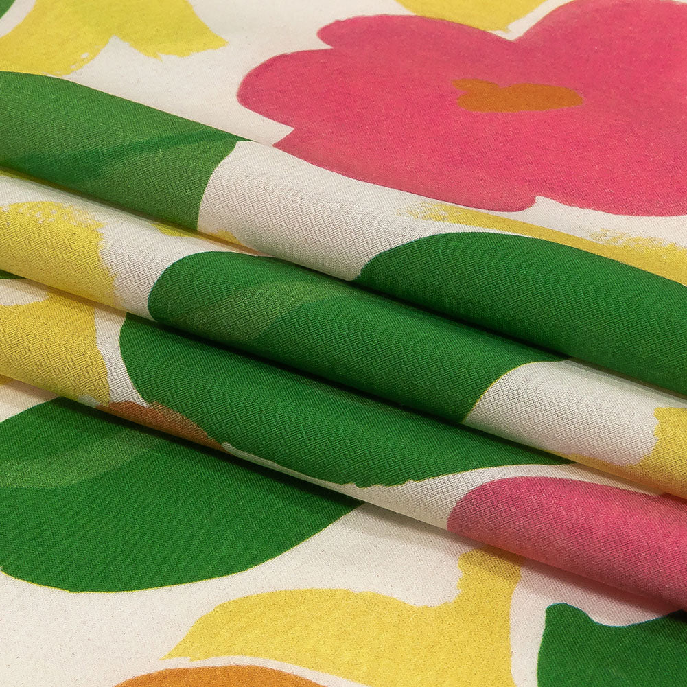 Cotton Voile - Pink and Orange Simplistic Floral - Chalk Party Print - Mood Exclusive Citrus Collection Cotton Voile - Pink and Orange Simplistic Floral - Chalk Party Print - Mood Exclusive Citrus Collection