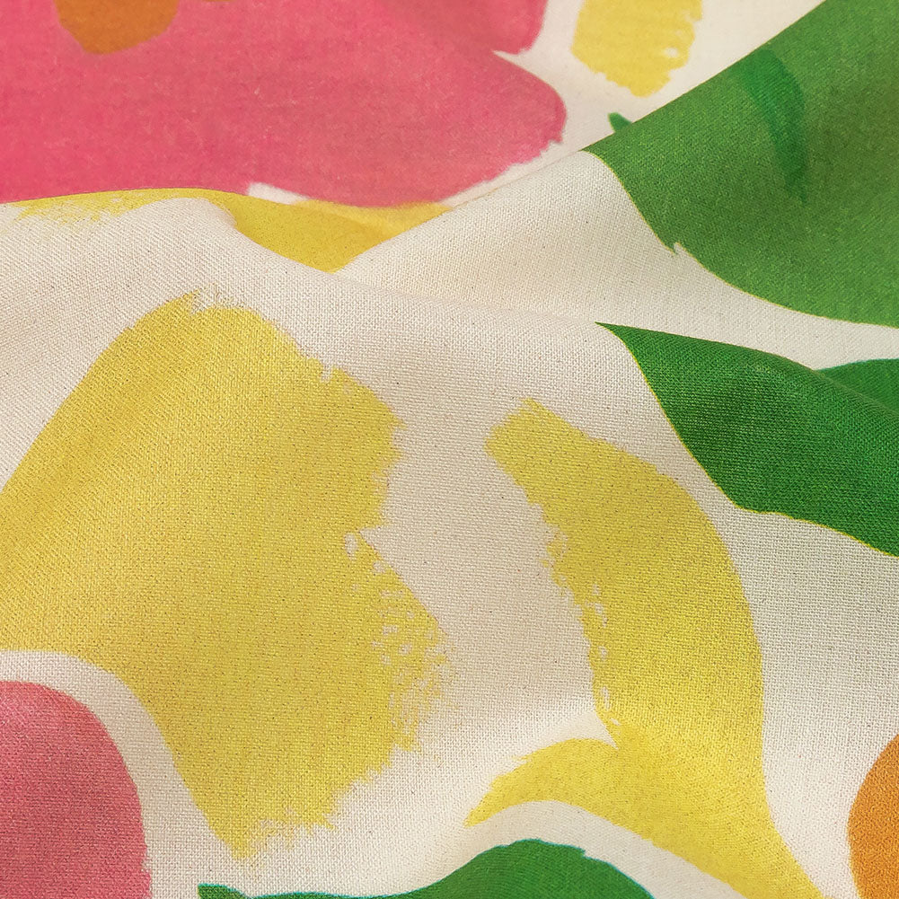 Cotton Voile - Pink and Orange Simplistic Floral - Chalk Party Print - Mood Exclusive Citrus Collection Cotton Voile - Pink and Orange Simplistic Floral - Chalk Party Print - Mood Exclusive Citrus Collection