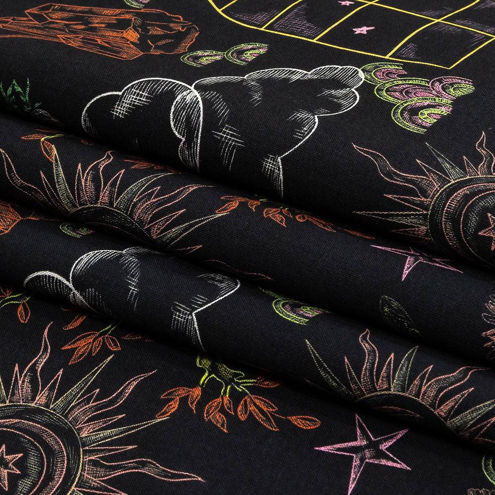 Cotton Voile - Black Trees and Windows - Summer Nights Print - Mood Exclusive Citrus Collection Cotton Voile - Black Trees and Windows - Summer Nights Print - Mood Exclusive Citrus Collection