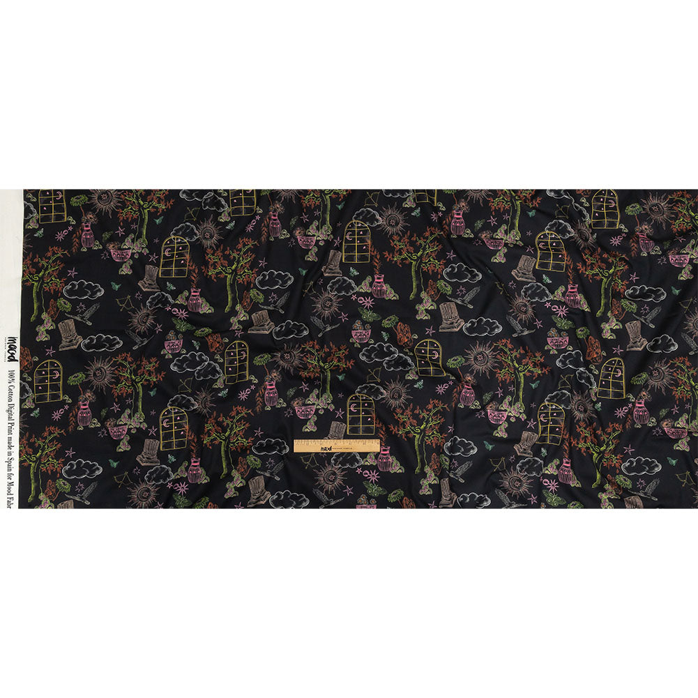 Cotton Voile - Black Trees and Windows - Summer Nights Print - Mood Exclusive Citrus Collection Cotton Voile - Black Trees and Windows - Summer Nights Print - Mood Exclusive Citrus Collection