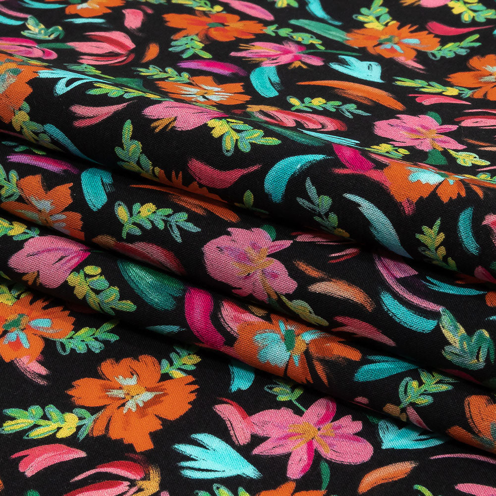 Cotton Voile - Pink, Blue and Black Floral - Confetti Fete Print - Mood Exclusive Citrus Collection Cotton Voile - Pink, Blue and Black Floral - Confetti Fete Print - Mood Exclusive Citrus Collection