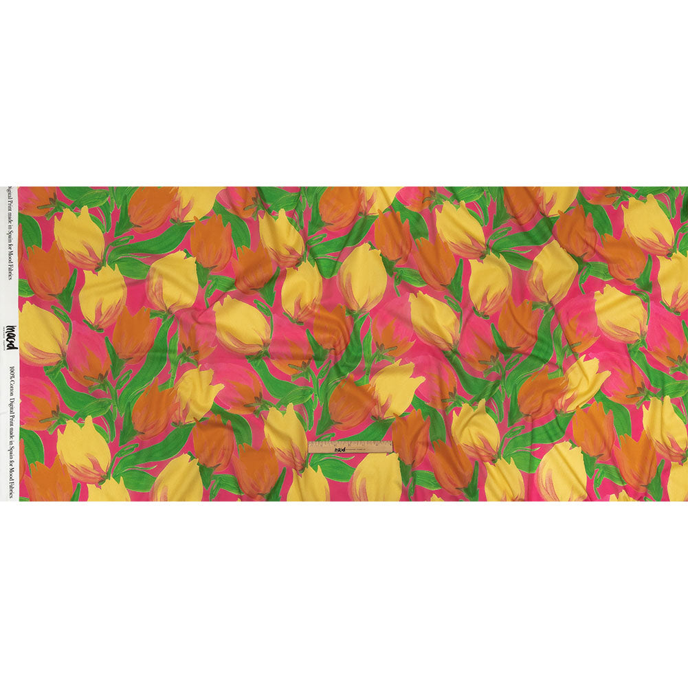 Cotton Voile - Pink and Orange Tulips - Keukenhof Print - Mood Exclusive Citrus Collection Cotton Voile - Pink and Orange Tulips - Keukenhof Print - Mood Exclusive Citrus Collection