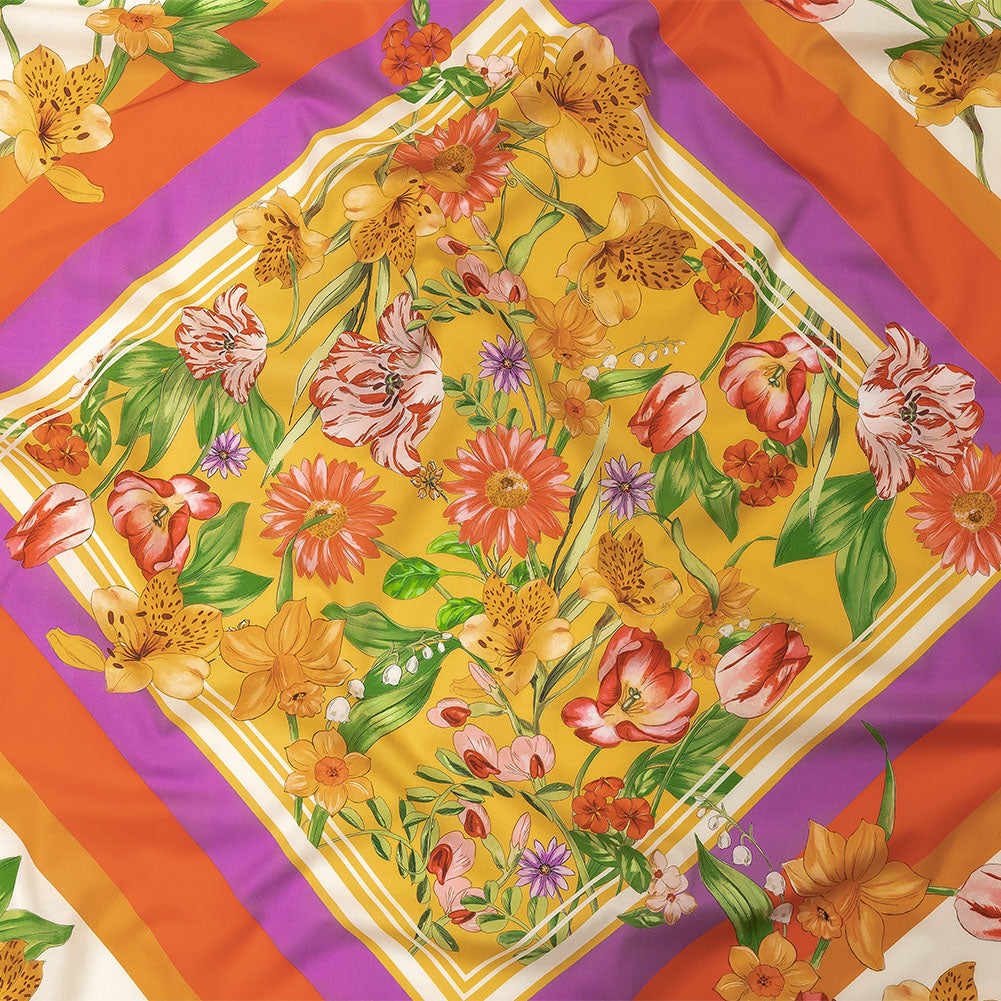 Cotton Voile - Orange and Pink Floral - Golden Garden Print - Mood Exclusive Citrus Collection Cotton Voile - Orange and Pink Floral - Golden Garden Print - Mood Exclusive Citrus Collection