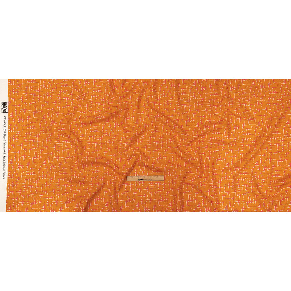 Linen and Rayon Woven - Orange and Pink Dot Lines - Spot of Sunshine Print - Mood Exclusive Citrus Collection - Full Linen and Rayon Woven - Orange and Pink Dot Lines - Spot of Sunshine Print - Mood Exclusive Citrus Collection - Full