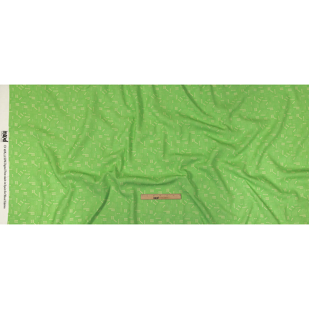 Linen and Rayon Woven - Green Circuit Board Dots - Circuit Breaker Print - Mood Exclusive Citrus Collection - Full Linen and Rayon Woven - Green Circuit Board Dots - Circuit Breaker Print - Mood Exclusive Citrus Collection - Full