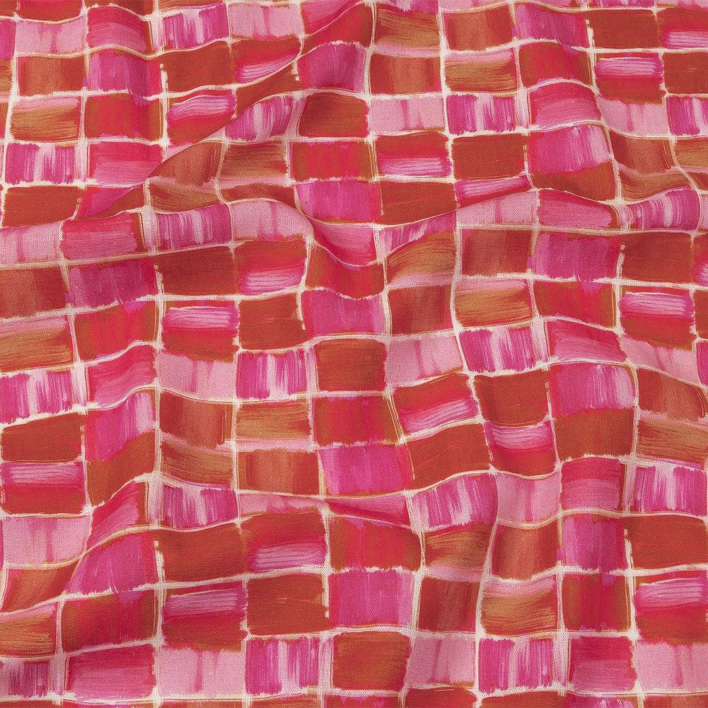 Linen and Rayon Woven - Pink Painted Squares - Swatch Me Print - Mood Exclusive Citrus Collection Linen and Rayon Woven - Pink Painted Squares - Swatch Me Print - Mood Exclusive Citrus Collection