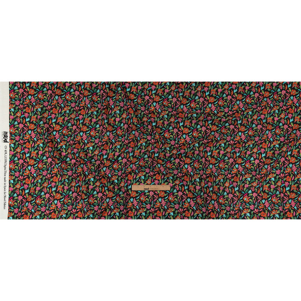 Linen and Rayon Woven - Pink, Blue and Black Floral - Confetti Fete Print - Mood Exclusive Citrus Collection Linen and Rayon Woven - Pink, Blue and Black Floral - Confetti Fete Print - Mood Exclusive Citrus Collection
