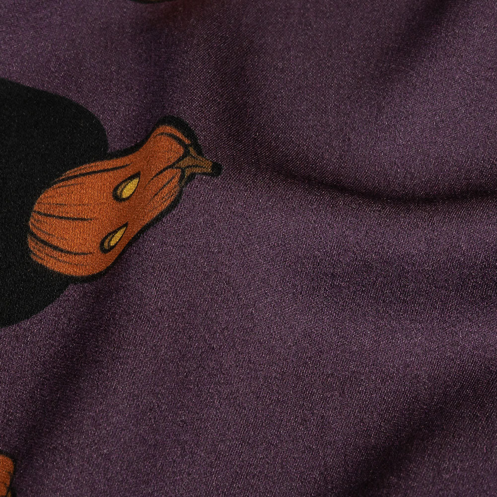 Rayon Challis - Purple Pumpkin People Border - Pumpkin Parade Print - Mood Exclusive Jack-O-Lantern Collection - Detail Rayon Challis - Purple Pumpkin People Border - Pumpkin Parade Print - Mood Exclusive Jack-O-Lantern Collection - Detail