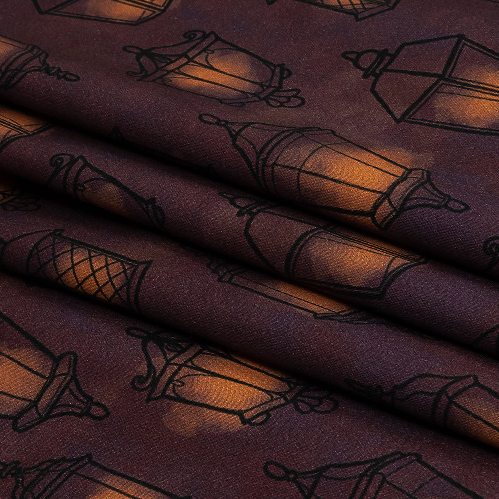 Stretch Cotton Sateen - Purple Lanterns - By Lantern Light Print - Mood Exclusive Jack-O-Lantern Collection Stretch Cotton Sateen - Purple Lanterns - By Lantern Light Print - Mood Exclusive Jack-O-Lantern Collection