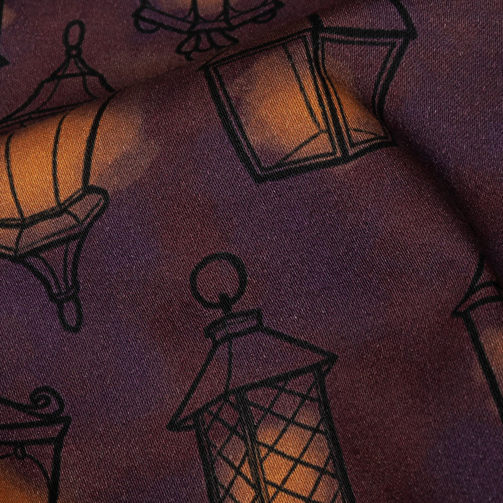 Stretch Cotton Sateen - Purple Lanterns - By Lantern Light Print - Mood Exclusive Jack-O-Lantern Collection Stretch Cotton Sateen - Purple Lanterns - By Lantern Light Print - Mood Exclusive Jack-O-Lantern Collection