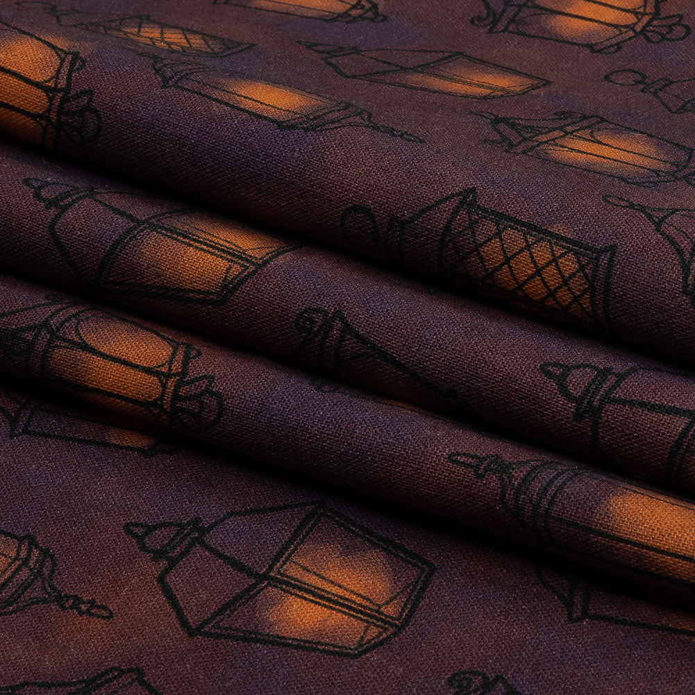 Linen and Rayon Woven - Purple Lanterns - By Lantern Light Print - Mood Exclusive Jack-O-Lantern Collection Linen and Rayon Woven - Purple Lanterns - By Lantern Light Print - Mood Exclusive Jack-O-Lantern Collection