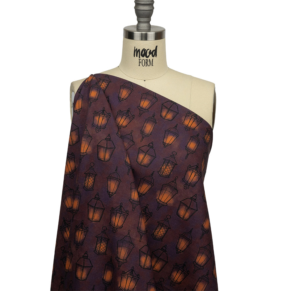 Linen and Rayon Woven - Purple Lanterns - By Lantern Light Print - Mood Exclusive Jack-O-Lantern Collection Linen and Rayon Woven - Purple Lanterns - By Lantern Light Print - Mood Exclusive Jack-O-Lantern Collection
