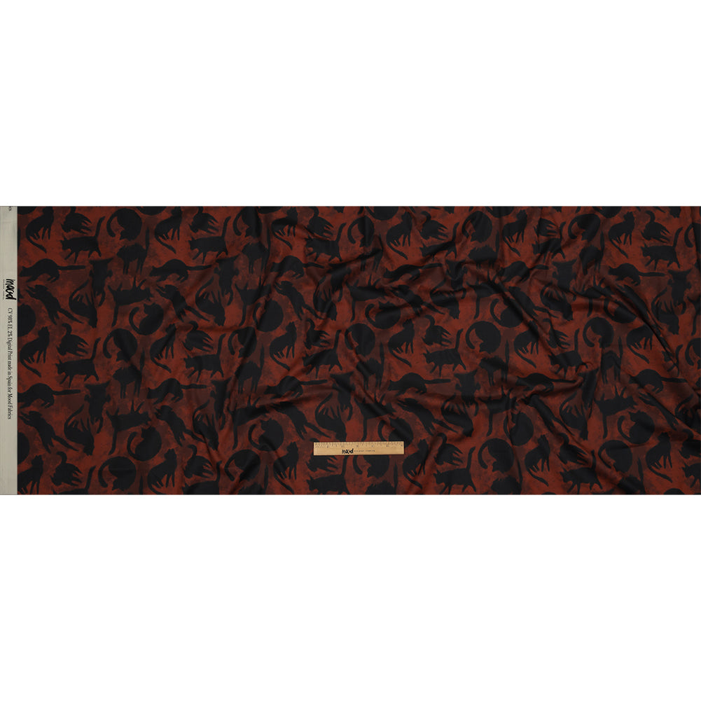 Stretch Cotton Poplin - Red and Black Cats - Black Cat Print - Mood Exclusive Nevermore Collection - Full Stretch Cotton Poplin - Red and Black Cats - Black Cat Print - Mood Exclusive Nevermore Collection - Full