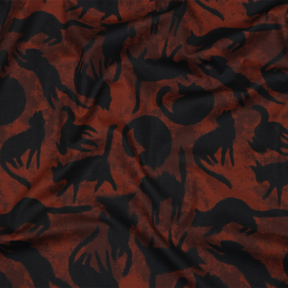 Stretch Cotton Poplin - Red and Black Cats - Black Cat Print - Mood Exclusive Nevermore Collection Stretch Cotton Poplin - Red and Black Cats - Black Cat Print - Mood Exclusive Nevermore Collection