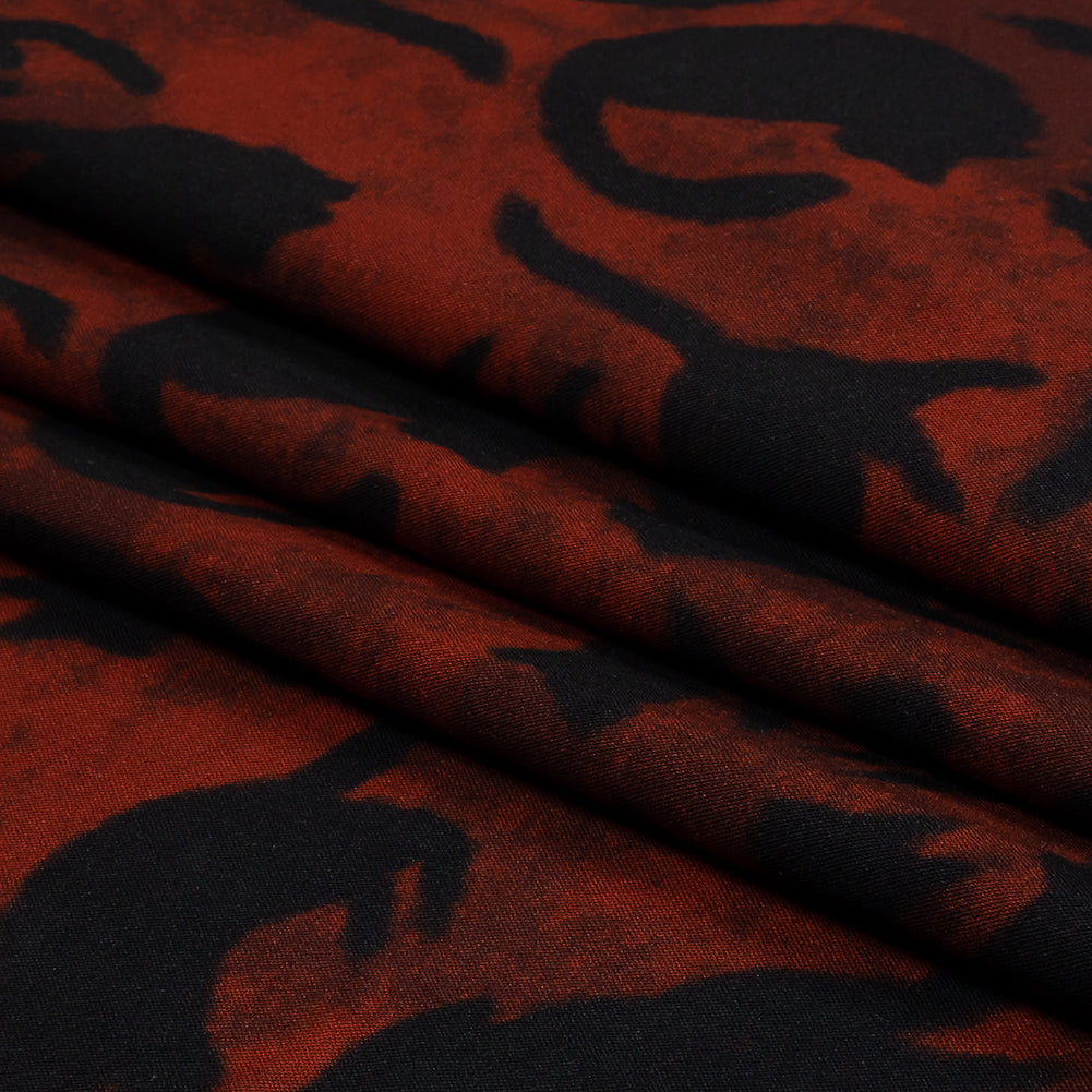 Rayon Batiste - Red and Black Cats - Black Cat Print - Mood Exclusive Nevermore Collection - Folded Rayon Batiste - Red and Black Cats - Black Cat Print - Mood Exclusive Nevermore Collection - Folded