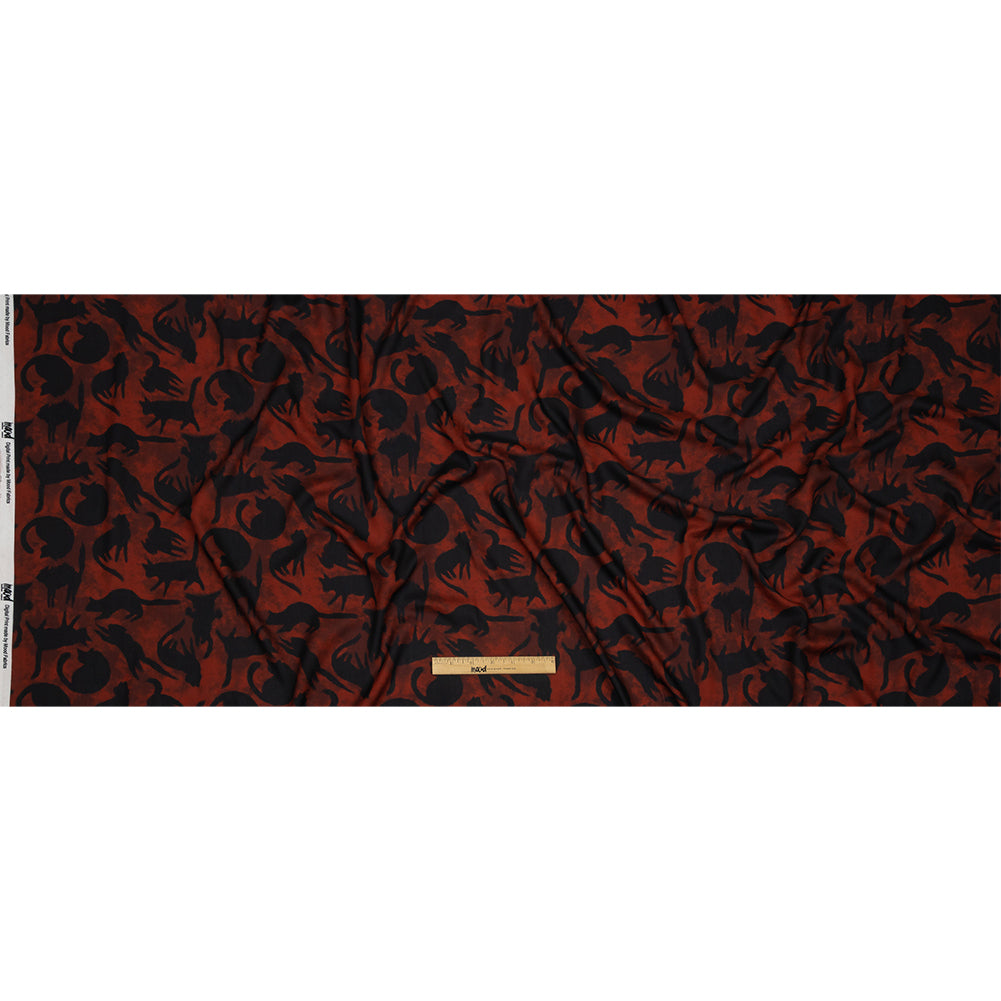 Rayon Batiste - Red and Black Cats - Black Cat Print - Mood Exclusive Nevermore Collection - Full Rayon Batiste - Red and Black Cats - Black Cat Print - Mood Exclusive Nevermore Collection - Full