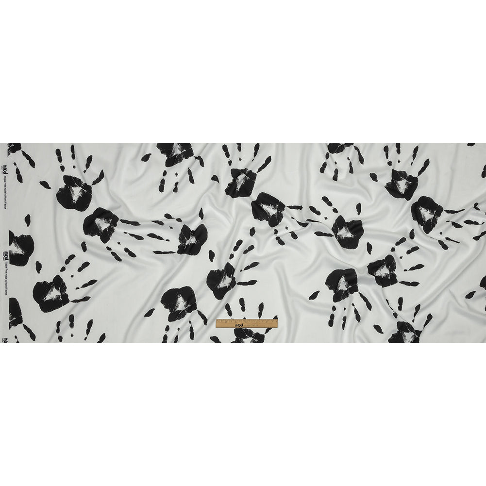 Rayon Batiste - Black and White Handprints - Bakersfield Print - Mood Exclusive Abandoned Collection - Full Rayon Batiste - Black and White Handprints - Bakersfield Print - Mood Exclusive Abandoned Collection - Full