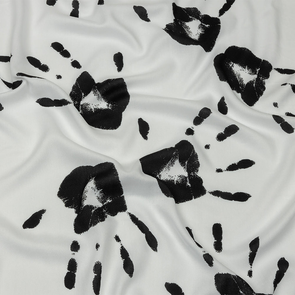 Rayon Batiste - Black and White Handprints - Bakersfield Print - Mood Exclusive Abandoned Collection Rayon Batiste - Black and White Handprints - Bakersfield Print - Mood Exclusive Abandoned Collection