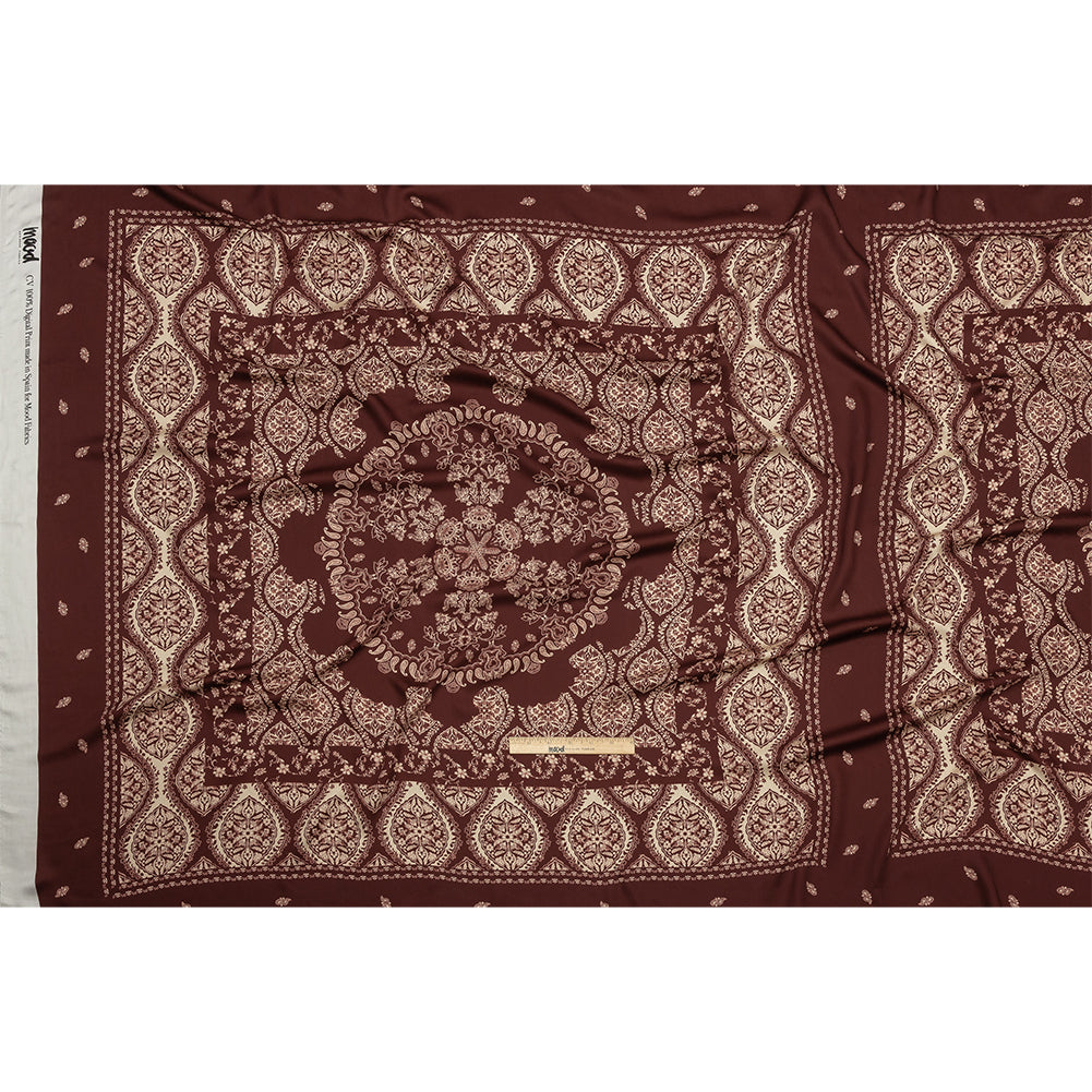 Rayon Challis - Beige and Burgundy Paisley - Impressions in Time Print - Mood Exclusive Rockland Collection Rayon Challis - Beige and Burgundy Paisley - Impressions in Time Print - Mood Exclusive Rockland Collection