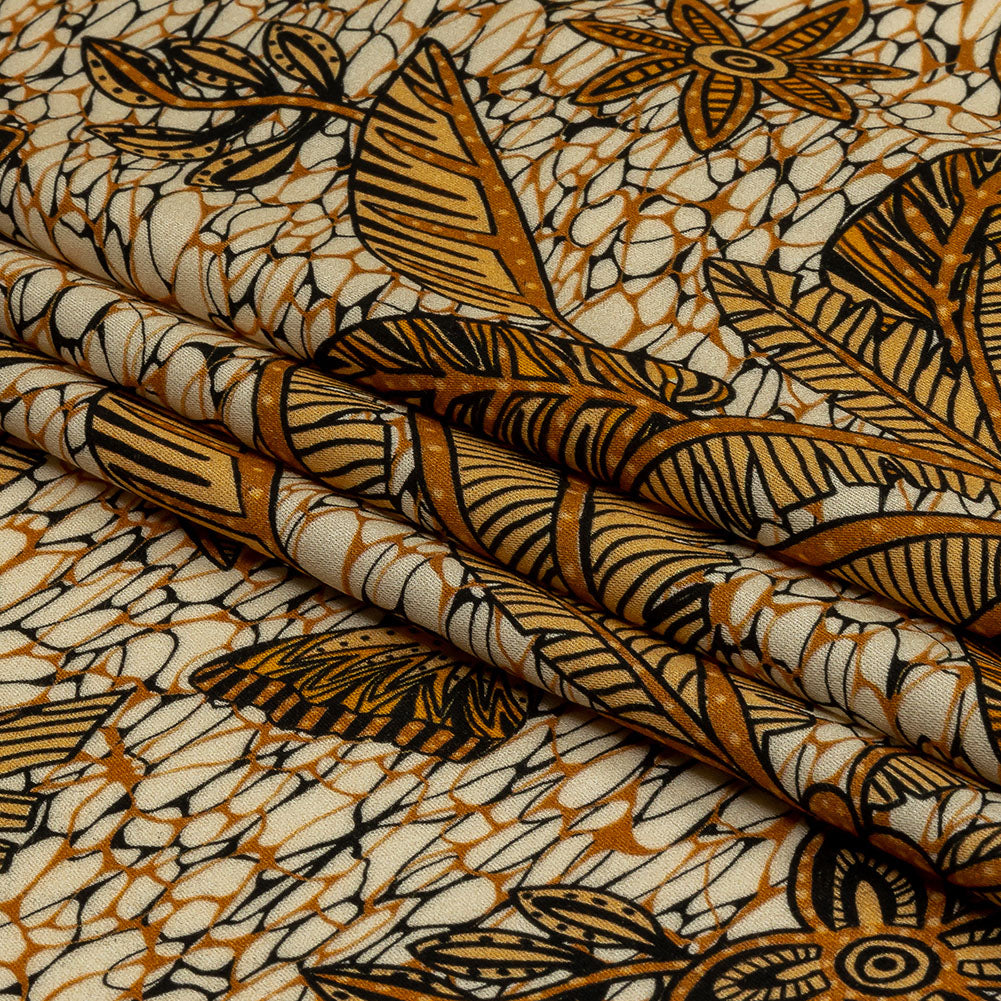 Rayon Challis - Orange and White Palm Trees - Sunny Summers Print - Mood Exclusive Rockland Collection - Folded Rayon Challis - Orange and White Palm Trees - Sunny Summers Print - Mood Exclusive Rockland Collection - Folded
