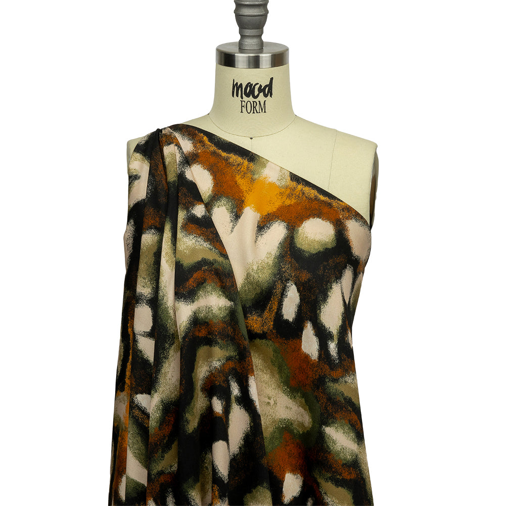 Rayon Challis - Black and Beige Abstract - From the Earth Print - Mood Exclusive Rockland Collection Rayon Challis - Black and Beige Abstract - From the Earth Print - Mood Exclusive Rockland Collection