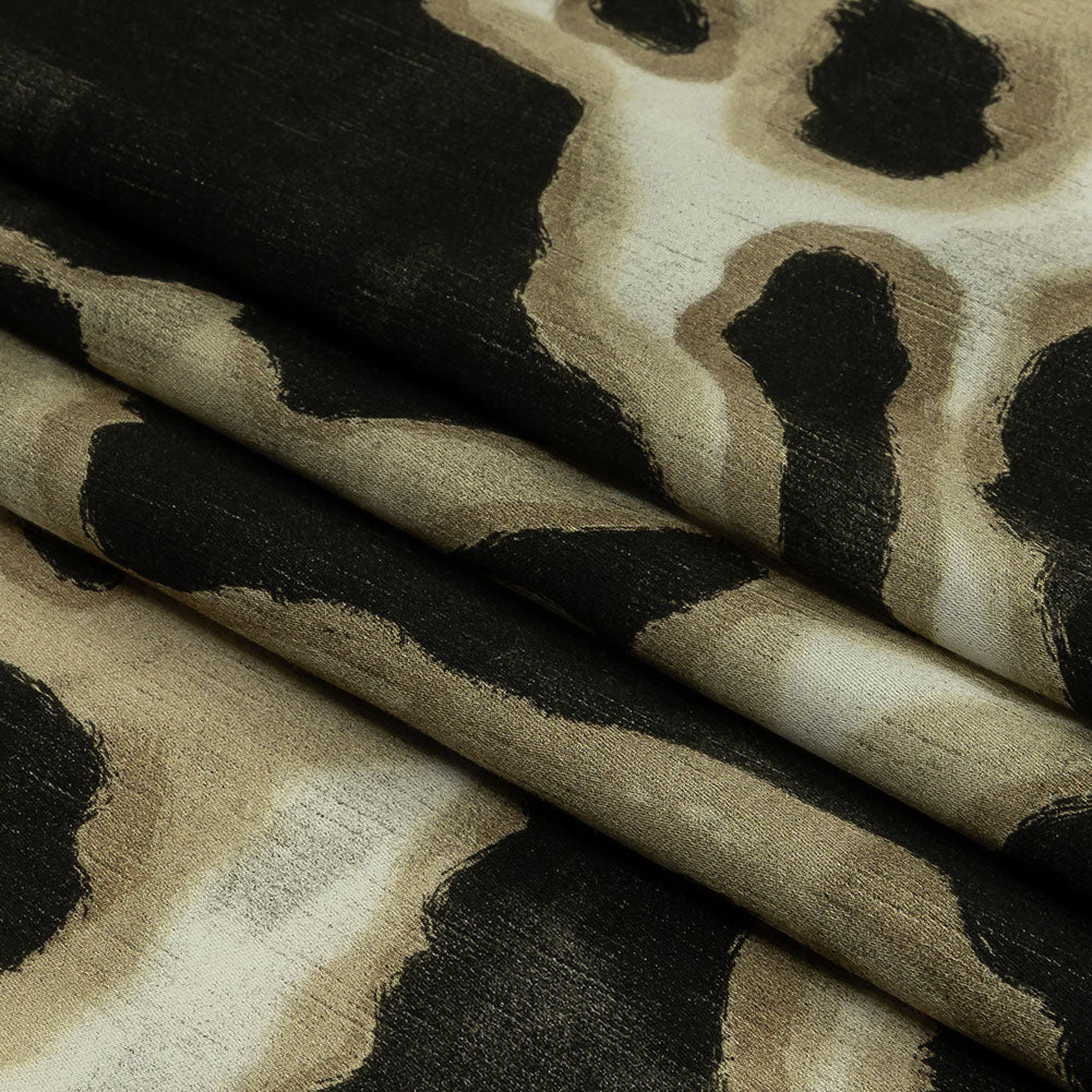 Rayon Challis - Black and Beige Abstract Spots - Fragments of Memory Print - Mood Exclusive Rockland Collection Rayon Challis - Black and Beige Abstract Spots - Fragments of Memory Print - Mood Exclusive Rockland Collection