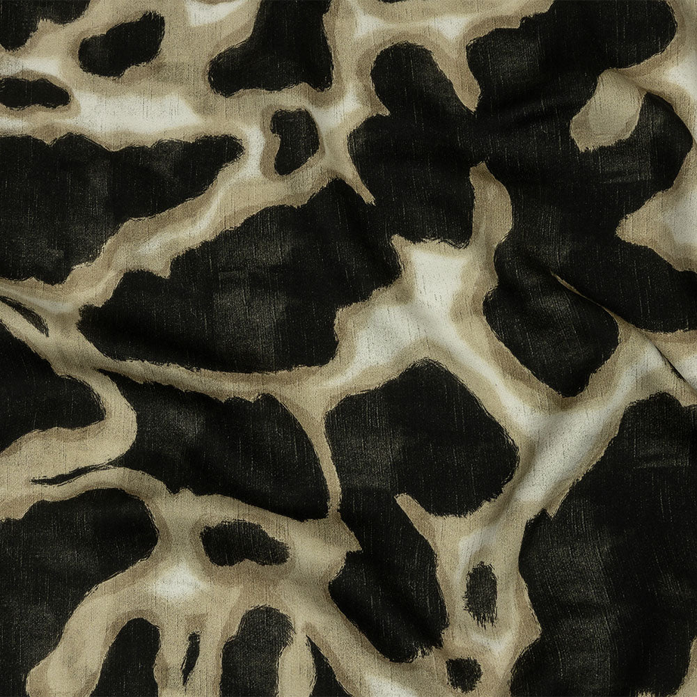 Rayon Challis - Black and Beige Abstract Spots - Fragments of Memory Print - Mood Exclusive Rockland Collection Rayon Challis - Black and Beige Abstract Spots - Fragments of Memory Print - Mood Exclusive Rockland Collection