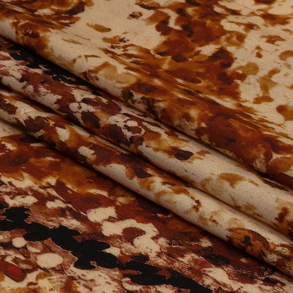 Rayon Challis - Beige and Orange Abstract - Summit Sketches Print - Mood Exclusive Rockland Collection - Folded Rayon Challis - Beige and Orange Abstract - Summit Sketches Print - Mood Exclusive Rockland Collection - Folded