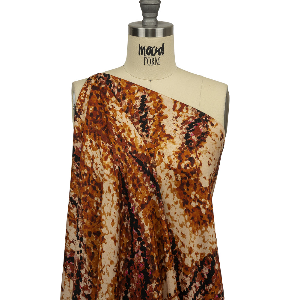 Rayon Challis - Beige and Orange Abstract - Summit Sketches Print - Mood Exclusive Rockland Collection - Drape Rayon Challis - Beige and Orange Abstract - Summit Sketches Print - Mood Exclusive Rockland Collection - Drape