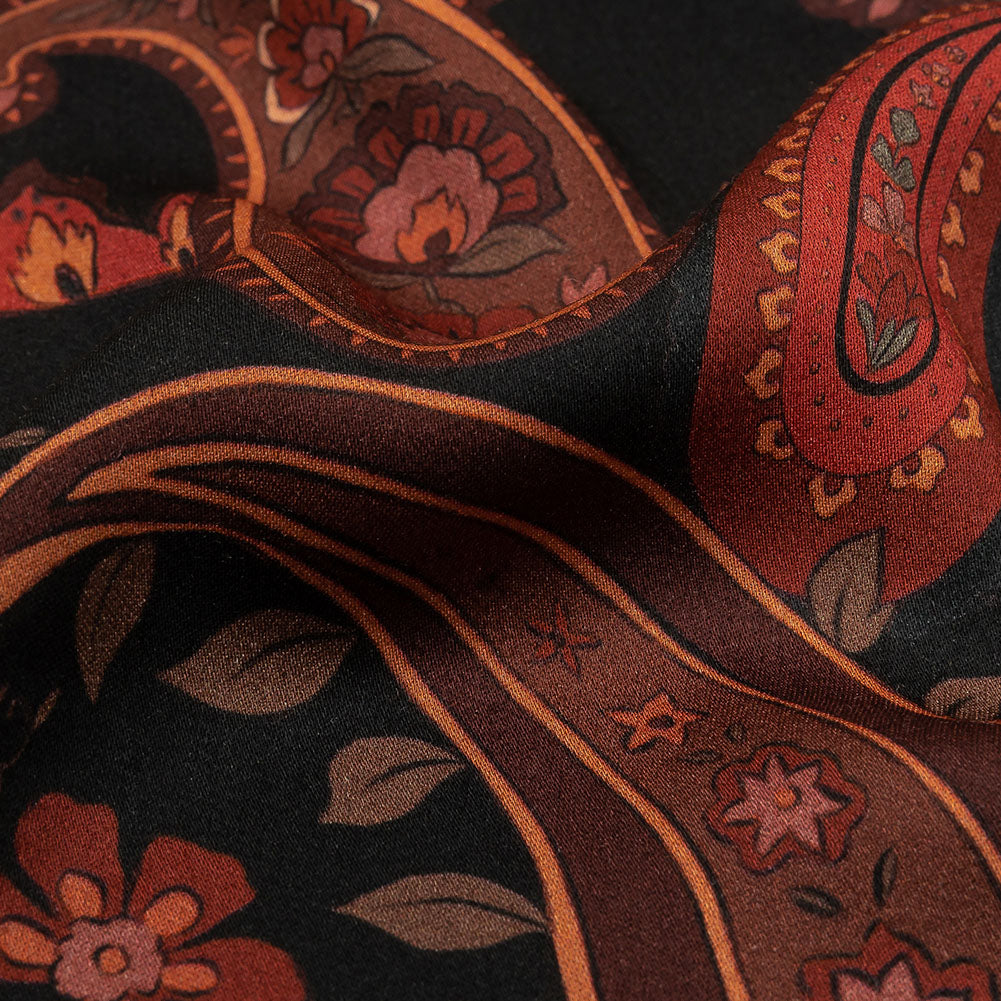 Rayon Challis - Black and Red Paisley - Kaleidoscope Dreams Print - Mood Exclusive Rockland Collection - Detail Rayon Challis - Black and Red Paisley - Kaleidoscope Dreams Print - Mood Exclusive Rockland Collection - Detail