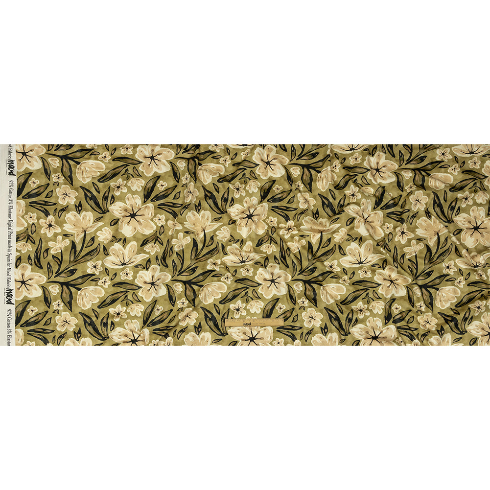 Stretch Cotton Sateen - Light Green Painterly Floral - Green Wildflower Walk Print - Mood Exclusive Rockland Collection Stretch Cotton Sateen - Light Green Painterly Floral - Green Wildflower Walk Print - Mood Exclusive Rockland Collection