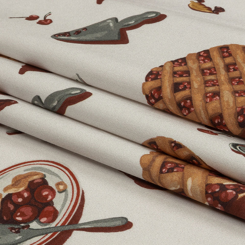 Stretch Cotton Sateen - White Cherry Pies - Baked Fresh Print - Mood Exclusive Rockland Collection Stretch Cotton Sateen - White Cherry Pies - Baked Fresh Print - Mood Exclusive Rockland Collection