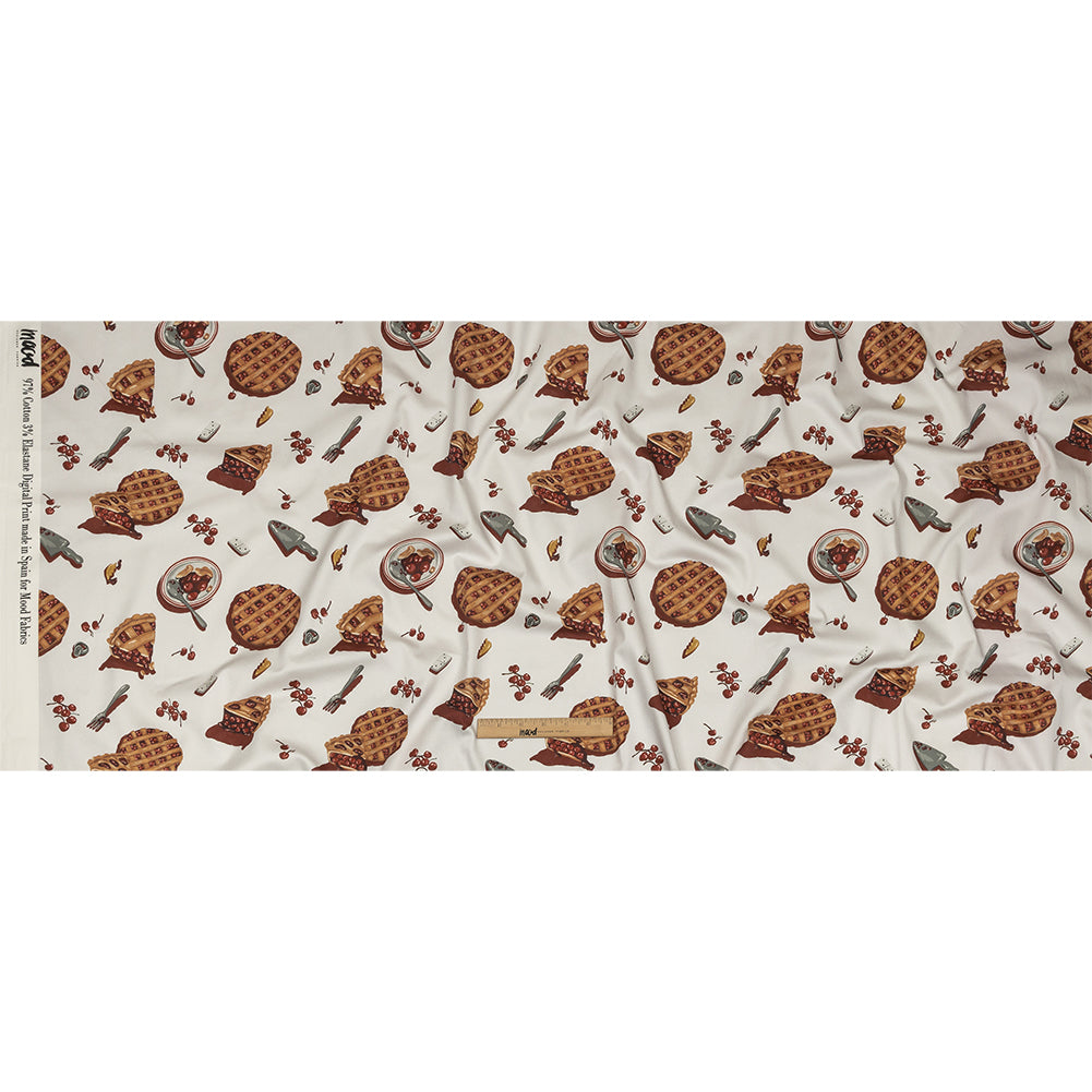 Stretch Cotton Sateen - White Cherry Pies - Baked Fresh Print - Mood Exclusive Rockland Collection Stretch Cotton Sateen - White Cherry Pies - Baked Fresh Print - Mood Exclusive Rockland Collection