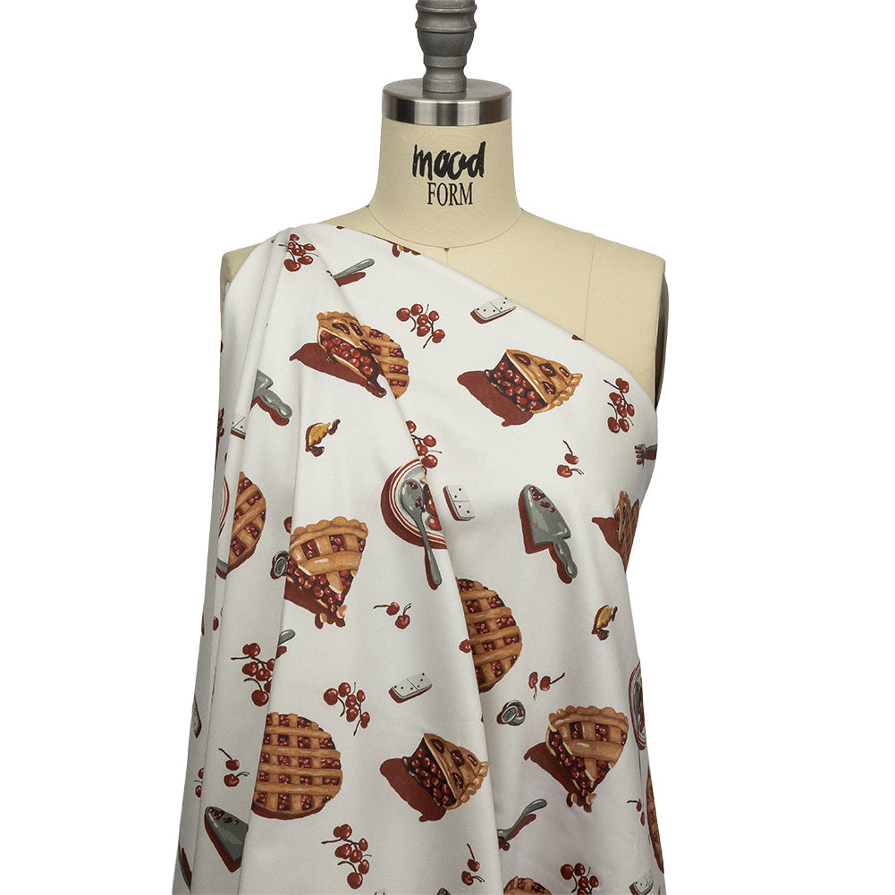 Stretch Cotton Sateen - White Cherry Pies - Baked Fresh Print - Mood Exclusive Rockland Collection Stretch Cotton Sateen - White Cherry Pies - Baked Fresh Print - Mood Exclusive Rockland Collection