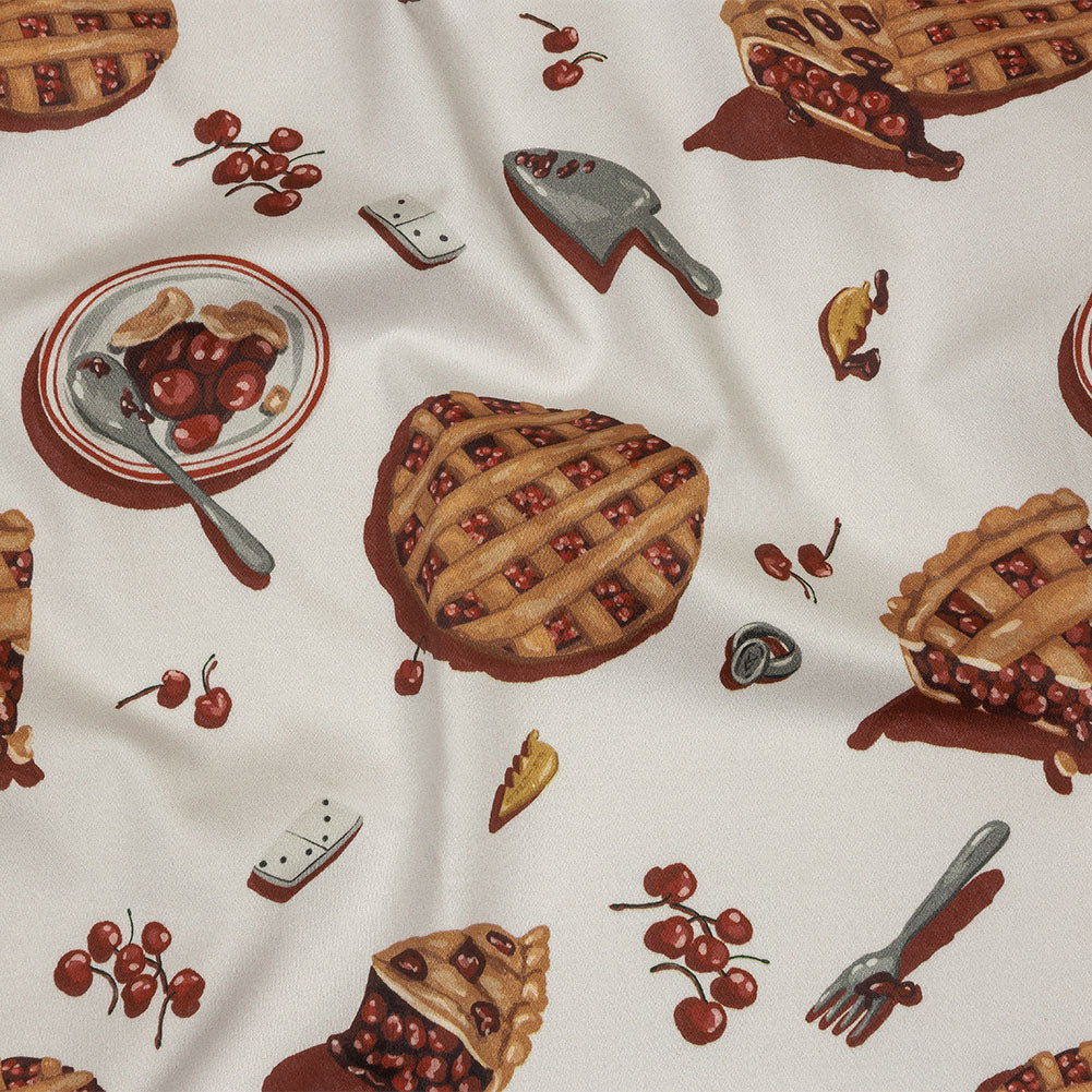 Stretch Cotton Sateen - White Cherry Pies - Baked Fresh Print - Mood Exclusive Rockland Collection Stretch Cotton Sateen - White Cherry Pies - Baked Fresh Print - Mood Exclusive Rockland Collection