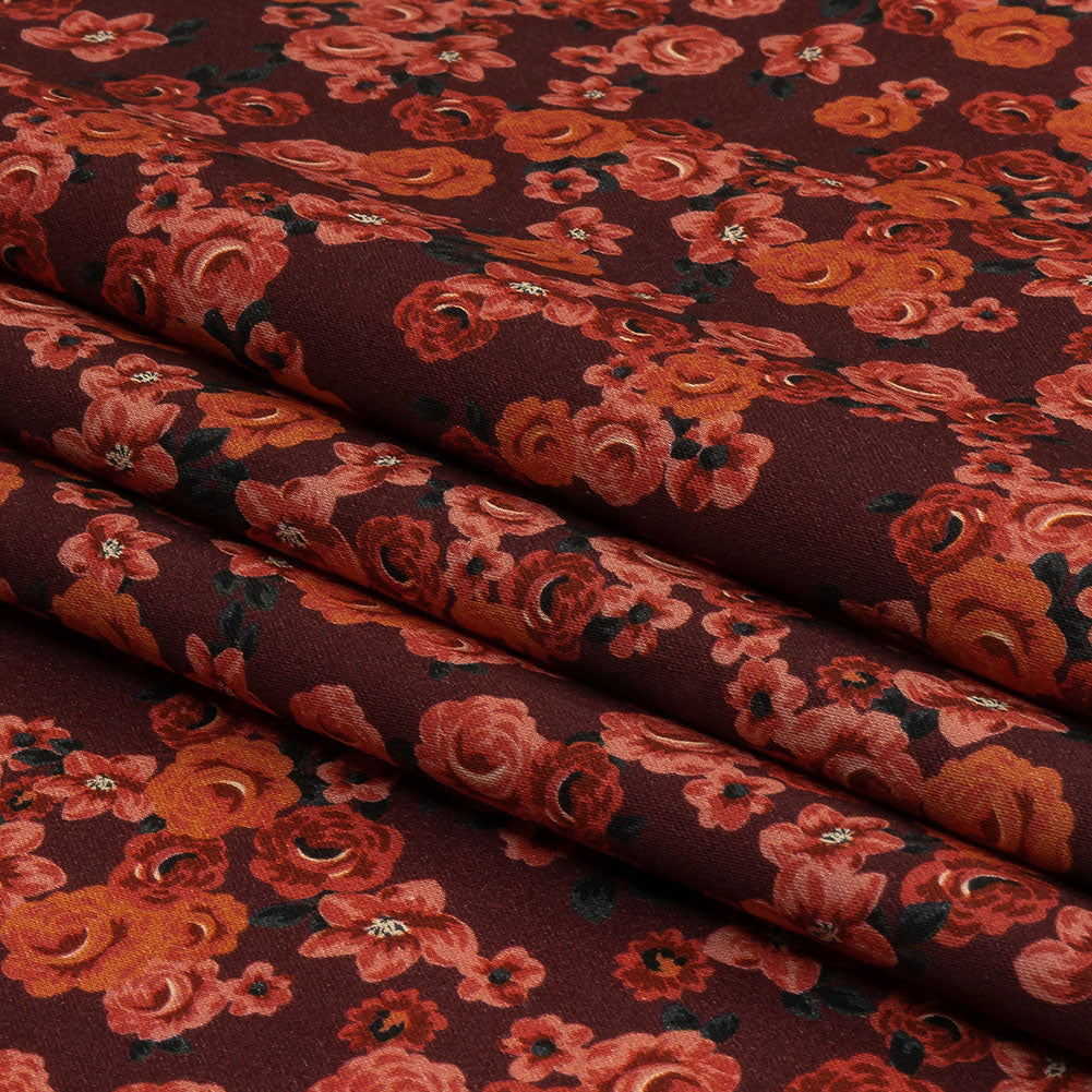 Stretch Cotton Sateen - Red Floral - Rose Garden Romance Print - Mood Exclusive Rockland Collection Stretch Cotton Sateen - Red Floral - Rose Garden Romance Print - Mood Exclusive Rockland Collection